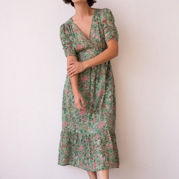 Xirena Camelia Floral Midi Dress Green - Picture 1 of 9